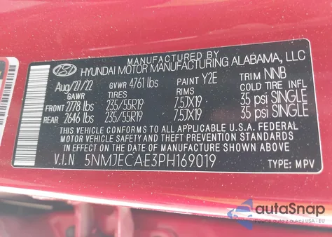 2023 Hyundai Tucson Limited z USA, uszkodzony, nr VIN 5NMJECAE3PH169019